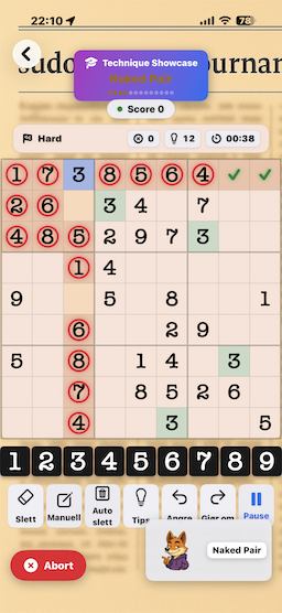 Naked Pair pattern example in Sudoku